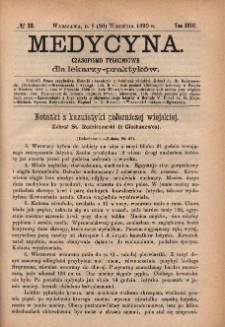 Medycyna : czasopismo tygodniowe dla lekarzy praktyków 1890, T. XVIII, nr 38