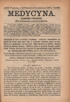 Medycyna : czasopismo tygodniowe dla lekarzy praktyków 1890, T. XVIII, nr 40