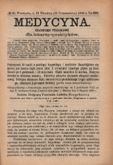 Medycyna : czasopismo tygodniowe dla lekarzy praktyków 1890, T. XVIII, nr 41