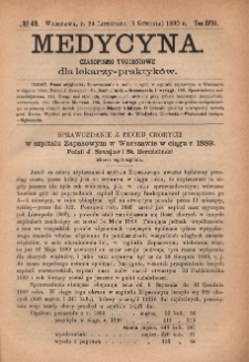 Medycyna : czasopismo tygodniowe dla lekarzy praktyków 1890, T. XVIII, nr 49