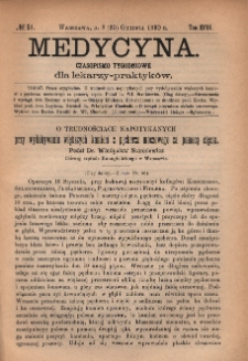 Medycyna : czasopismo tygodniowe dla lekarzy praktyków 1890, T. XVIII, nr 51