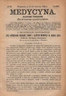 Medycyna : czasopismo tygodniowe dla lekarzy praktyków 1890, T. XVIII, nr 52