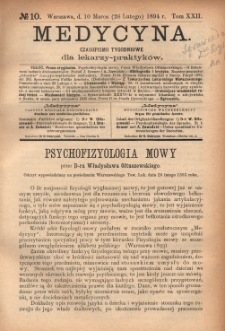 Medycyna : czasopismo tygodniowe dla lekarzy praktyków 1894, T. XXII, nr 10