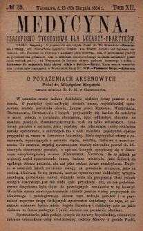 Medycyna : czasopismo tygodniowe dla lekarzy praktyków 1884, T. XII, nr 35