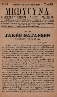 Medycyna : czasopismo tygodniowe dla lekarzy praktyków 1884, T. XII, nr 38