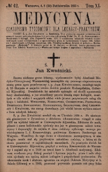 Medycyna : czasopismo tygodniowe dla lekarzy praktyków 1883, T. XI, nr 42