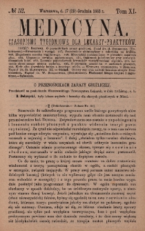 Medycyna : czasopismo tygodniowe dla lekarzy praktyków 1883, T. XI, nr 52