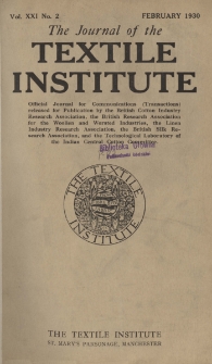 The Journal of the Textile Institute Vol. XXI No. 2 (1930)