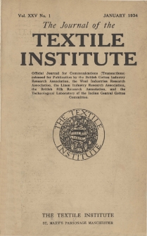 The Journal of the Textile Institute Vol. XXV No. 1 (1934)