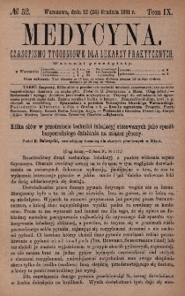 Medycyna : czasopismo tygodniowe dla lekarzy praktycznych 1881, T. IX, nr 52