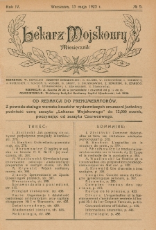 Lekarz wojskowy: miesięcznik 1923, R.IV, nr 5