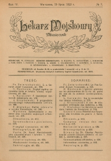 Lekarz wojskowy: miesięcznik 1923, R. IV, nr 7