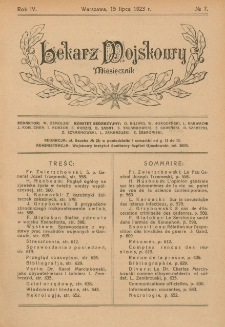Lekarz wojskowy: miesięcznik 1923, R.IV, nr 7