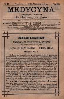 Medycyna : czasopismo tygodniowe dla lekarzy praktyków 1889, T. XVII, nr 39
