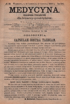 Medycyna : czasopismo tygodniowe dla lekarzy praktyków 1889, T. XVII, nr 49