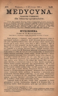 Medycyna : czasopismo tygodniowe dla lekarzy praktyków 1892, T. XX, nr 9