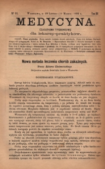 Medycyna : czasopismo tygodniowe dla lekarzy praktyków 1892, T. XX, nr 11