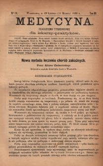Medycyna : czasopismo tygodniowe dla lekarzy praktyków 1892, T. XX, nr 11