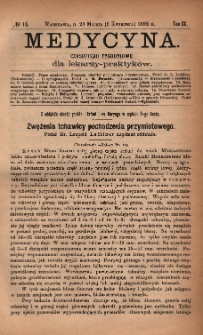 Medycyna : czasopismo tygodniowe dla lekarzy praktyków 1892, T. XX, nr 15