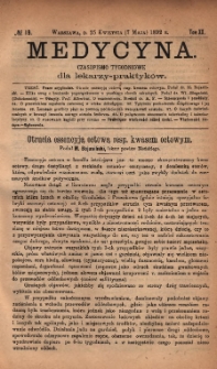 Medycyna : czasopismo tygodniowe dla lekarzy praktyków 1892, T. XX, nr 19