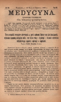 Medycyna : czasopismo tygodniowe dla lekarzy praktyków 1892, T. XX, nr 23