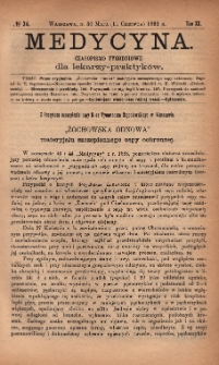 Medycyna : czasopismo tygodniowe dla lekarzy praktyków 1892, T. XX, nr 24