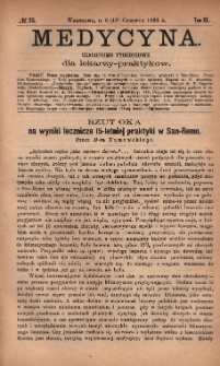 Medycyna : czasopismo tygodniowe dla lekarzy praktyków 1892, T. XX, nr 25