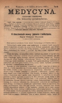 Medycyna : czasopismo tygodniowe dla lekarzy praktyków 1892, T. XX, nr 27
