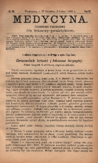 Medycyna : czasopismo tygodniowe dla lekarzy praktyków 1892, T. XX, nr 28