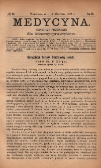 Medycyna : czasopismo tygodniowe dla lekarzy praktyków 1892, T. XX, nr 33