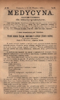Medycyna : czasopismo tygodniowe dla lekarzy praktyków 1892, T. XX, nr 39