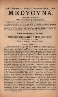 Medycyna : czasopismo tygodniowe dla lekarzy praktyków 1892, T. XX, nr 40