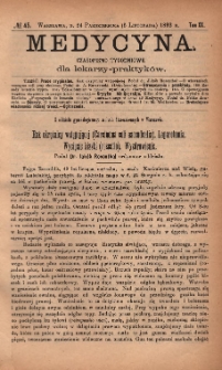 Medycyna : czasopismo tygodniowe dla lekarzy praktyków 1892, T. XX, nr 45