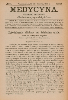 Medycyna : czasopismo tygodniowe dla lekarzy praktyków 1888, T.XVI, nr 25