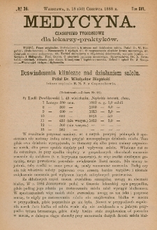 Medycyna : czasopismo tygodniowe dla lekarzy praktyk&oacute;w 1888, T.XVI, nr 26