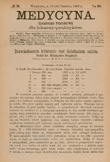 Medycyna : czasopismo tygodniowe dla lekarzy praktyków 1888, T.XVI, nr 26