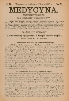 Medycyna : czasopismo tygodniowe dla lekarzy praktyków 1888, T.XVI, nr 27
