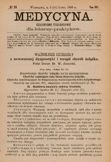 Medycyna : czasopismo tygodniowe dla lekarzy praktyków 1888, T.XVI, nr 28