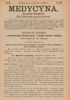 Medycyna : czasopismo tygodniowe dla lekarzy praktyk&oacute;w 1888, T.XVI, nr 29