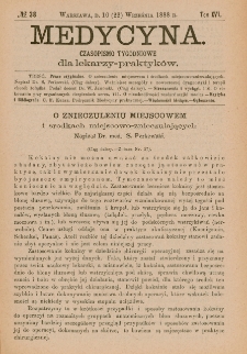 Medycyna : czasopismo tygodniowe dla lekarzy praktyków 1888, T.XVI, nr 38