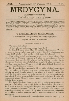 Medycyna : czasopismo tygodniowe dla lekarzy praktyk&oacute;w 1888, T.XVI, nr 39