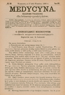 Medycyna : czasopismo tygodniowe dla lekarzy praktyków 1888, T.XVI, nr 39