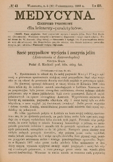 Medycyna : czasopismo tygodniowe dla lekarzy praktyków 1888, T.XVI, nr 42