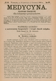 Medycyna : czasopismo tygodniowe dla lekarzy praktyk&oacute;w 1888, T.XVI, nr 48