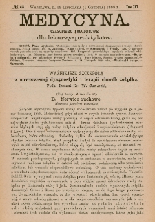 Medycyna : czasopismo tygodniowe dla lekarzy praktyków 1888, T.XVI, nr 48
