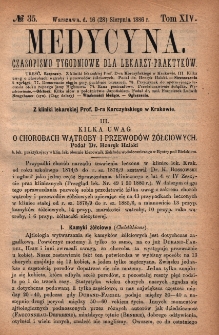Medycyna : czasopismo tygodniowe dla lekarzy praktyków 1886, T. XIV, nr 35