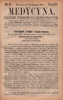 Medycyna : czasopismo tygodniowe dla lekarzy praktyków 1886, T. XIV, nr 46