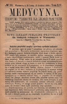Medycyna : czasopismo tygodniowe dla lekarzy praktyków 1886, T. XIV, nr 50