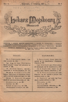 Lekarz wojskowy: miesięcznik 1924, R. V, nr 4