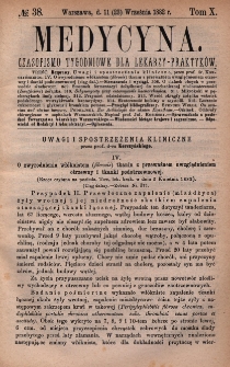 Medycyna : czasopismo tygodniowe dla lekarzy praktyków 1882, T. X, nr 38